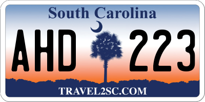 SC license plate AHD223