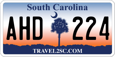 SC license plate AHD224