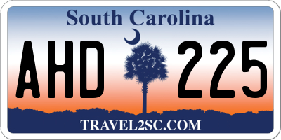 SC license plate AHD225