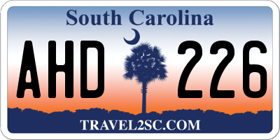 SC license plate AHD226