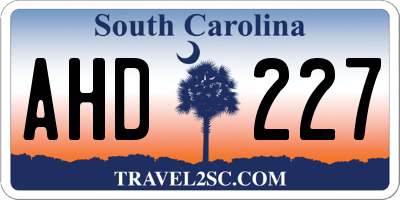 SC license plate AHD227