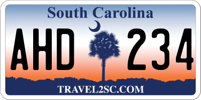 SC license plate AHD234
