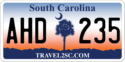 SC license plate AHD235