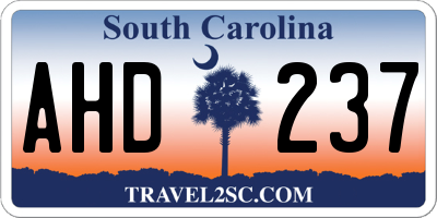 SC license plate AHD237