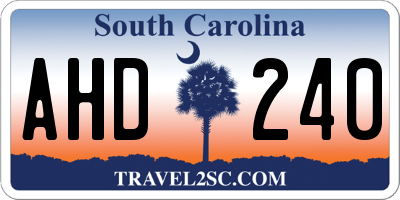 SC license plate AHD240