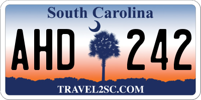 SC license plate AHD242