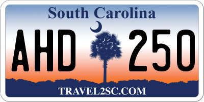SC license plate AHD250
