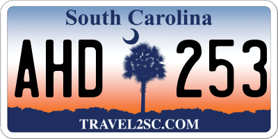 SC license plate AHD253