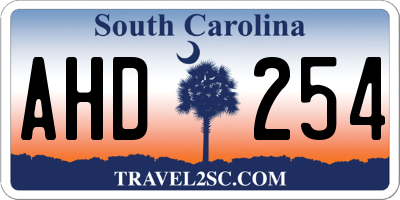 SC license plate AHD254