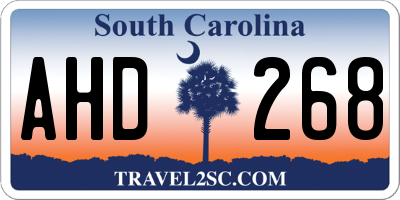 SC license plate AHD268