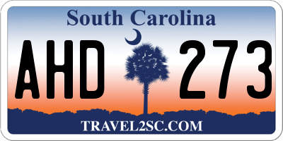 SC license plate AHD273