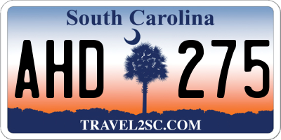 SC license plate AHD275