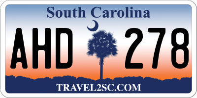 SC license plate AHD278