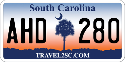 SC license plate AHD280