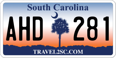 SC license plate AHD281