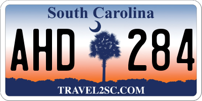 SC license plate AHD284