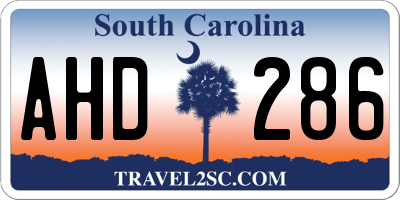 SC license plate AHD286