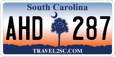 SC license plate AHD287