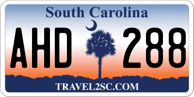 SC license plate AHD288