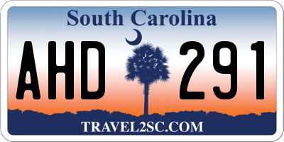 SC license plate AHD291