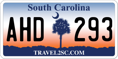 SC license plate AHD293