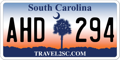 SC license plate AHD294
