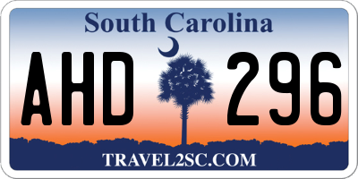SC license plate AHD296
