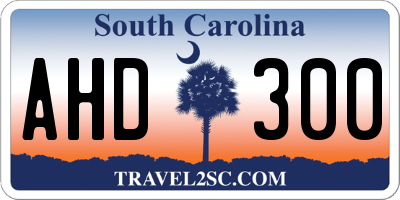 SC license plate AHD300