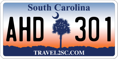 SC license plate AHD301