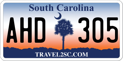 SC license plate AHD305