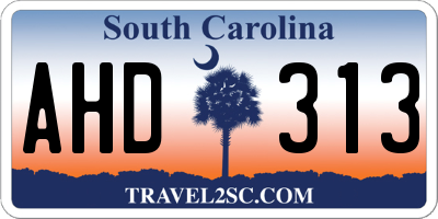 SC license plate AHD313
