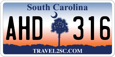 SC license plate AHD316