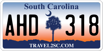 SC license plate AHD318