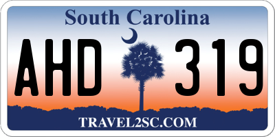 SC license plate AHD319