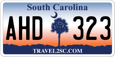 SC license plate AHD323