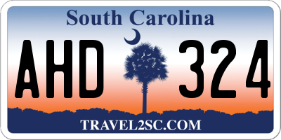 SC license plate AHD324