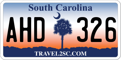SC license plate AHD326