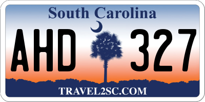 SC license plate AHD327