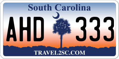 SC license plate AHD333