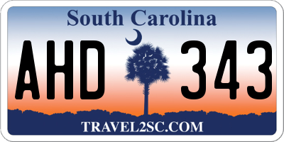 SC license plate AHD343