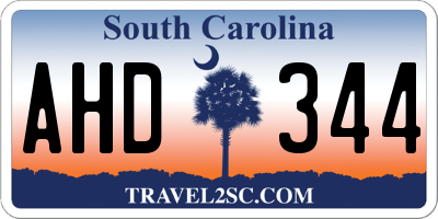 SC license plate AHD344