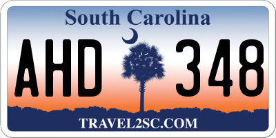 SC license plate AHD348