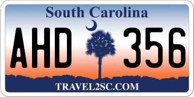 SC license plate AHD356