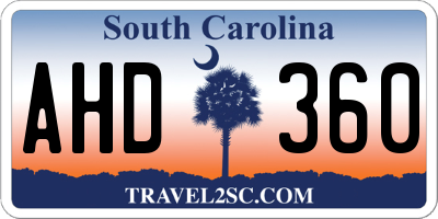 SC license plate AHD360