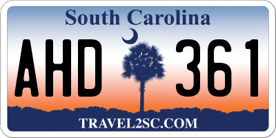 SC license plate AHD361