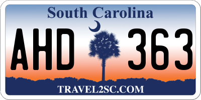 SC license plate AHD363
