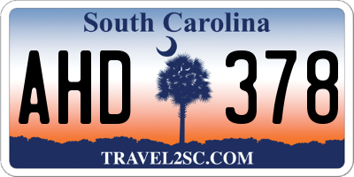 SC license plate AHD378