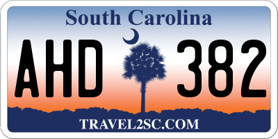 SC license plate AHD382