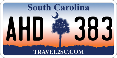 SC license plate AHD383