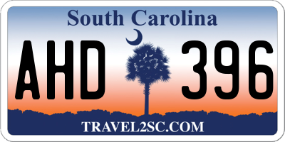 SC license plate AHD396